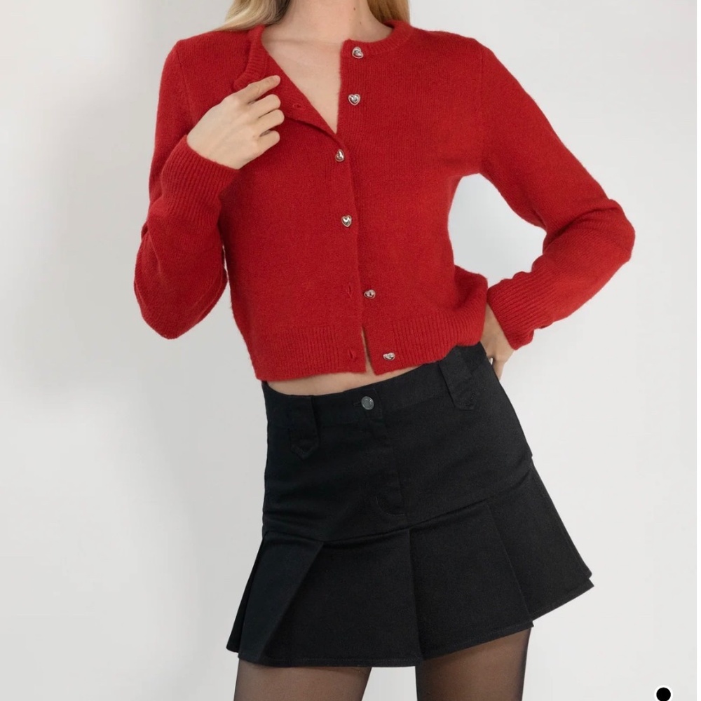 NWT OAK + FORT COTTON TWILL PLEATED MINI SKIRT